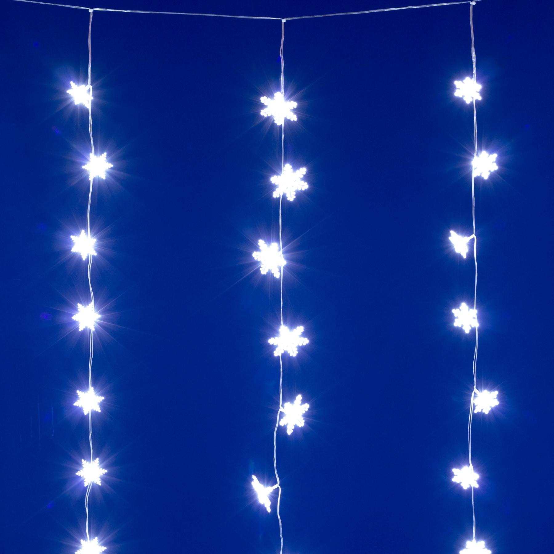 19297 HOME KAF50WH LED-es hópehely fényfüggöny, 1,35 m, 50 db hidegfehér LED, hálózati tápellátás, beltéri kivitel - Image 1