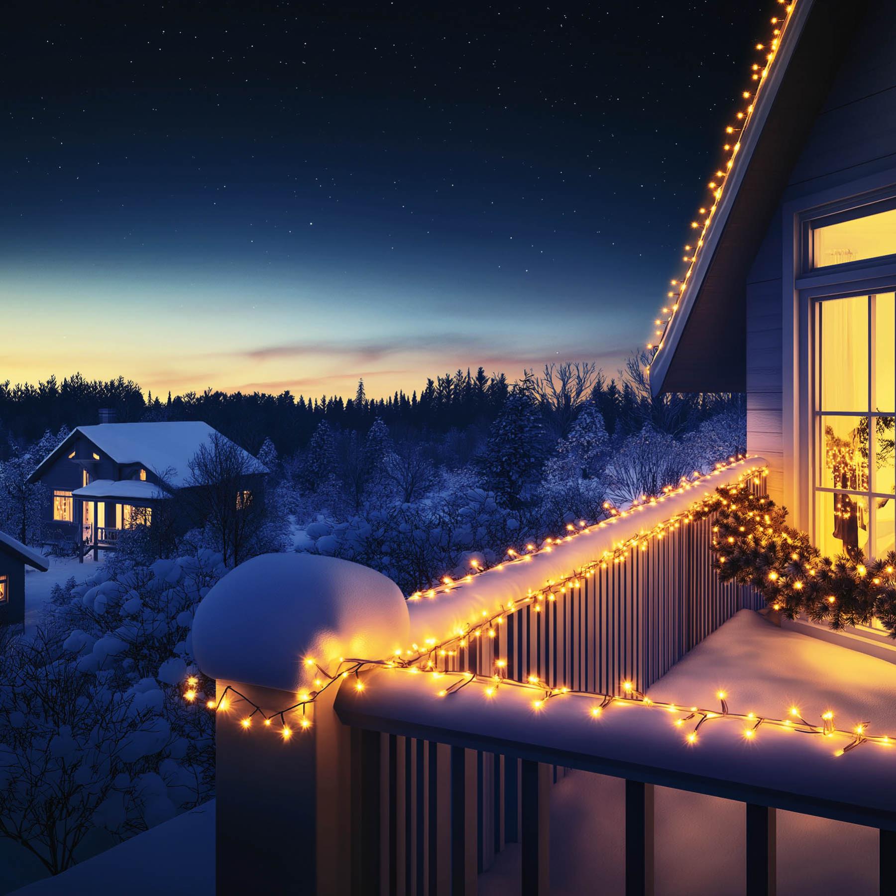 19323 HOME KSIW200WW sorolható fényfüzér, 20 méter , 200db melegfehér LED, fehér vezeték, kül- és beltéri kivitel - Image 1