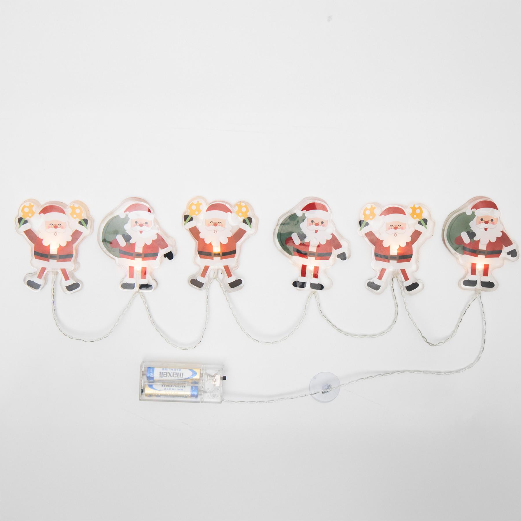 19340 Home MLS6 LED-es mikulás fényfüzér, szilikon, 6db melegfehér LED, elemes tápellátás, beltéri kivitel - Image 1
