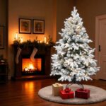 KMF8LED240 havas műfenyő LED-ekkel, 460db melegfehér LED, 8 program, 240cm magas, 144cm átmérő, 3D és 2D tűlevelek, hálózati tápellátás, beltéri kivitel