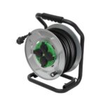 HOME HJRM2025 fém kábeldob, 25 méter, fém talp, H07RN-F 3G2,5 mm2 vezeték, 250 V~ / max. 16 A, túlmelegedés elleni védőkapcsolóval - Image 2