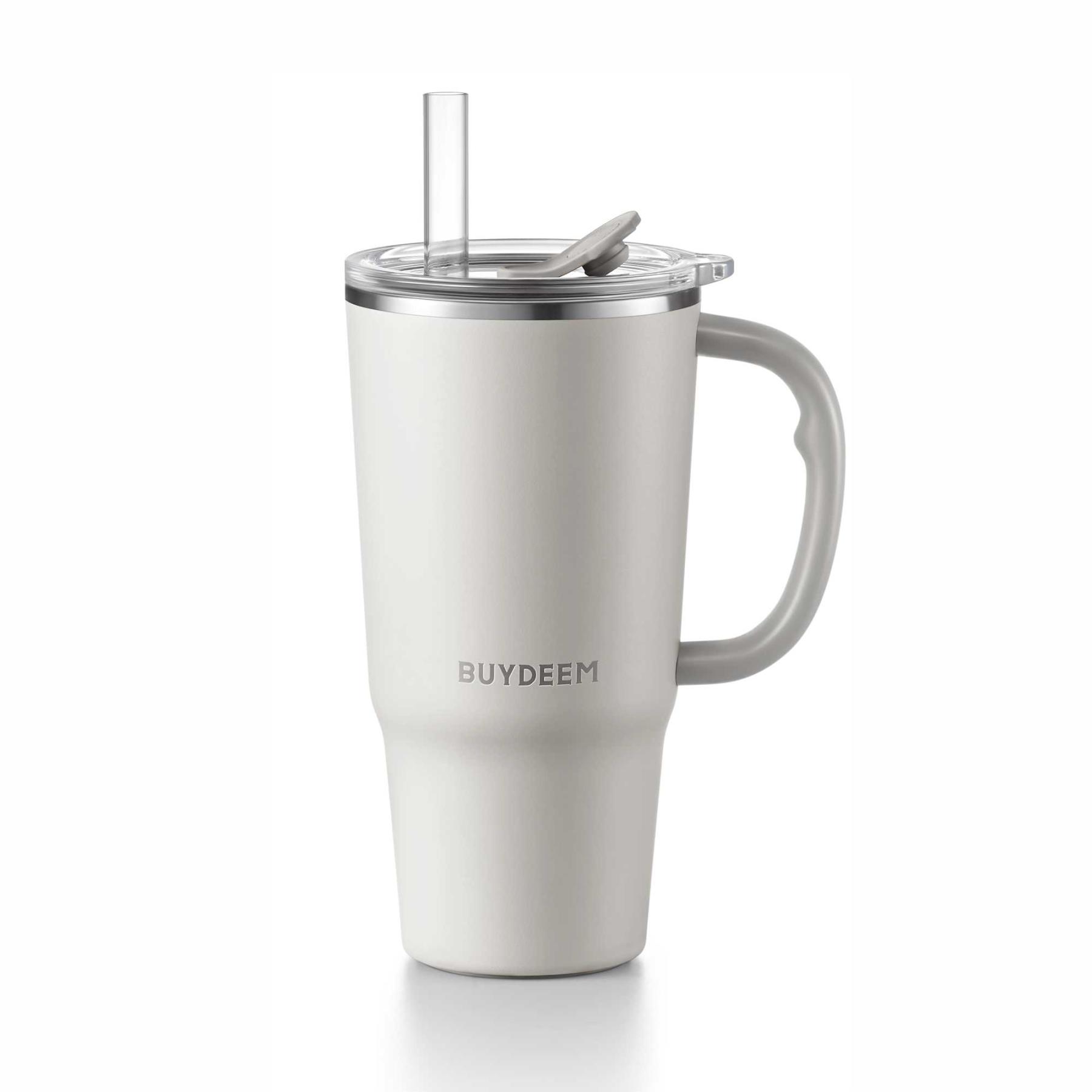 19491 BUYDEEM DS57-OW pohár termosz szívószállal, 700 ml, dupla falú, 12 mm-es szívószál - Image 1