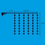 Home KAF 48L LED-es csillag fényfüggöny, 1,5x1 m / 48 db hidegfehér LED csillag figurákban, átlátszó vezeték, hálózati adapter, beltéri kivitel - Image 5