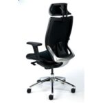 Mayah Mayah "Crown" főnöki szék, fejtámasszal, fekete feszített szövet háttámla, alumínium lábkereszt BBSZVV36 - Image 4