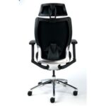 Mayah Mayah "Crown" főnöki szék, fejtámasszal, fekete feszített szövet háttámla, alumínium lábkereszt BBSZVV36 - Image 3