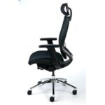 Mayah Mayah "Crown" főnöki szék, fejtámasszal, fekete feszített szövet háttámla, alumínium lábkereszt BBSZVV36 - Image 2