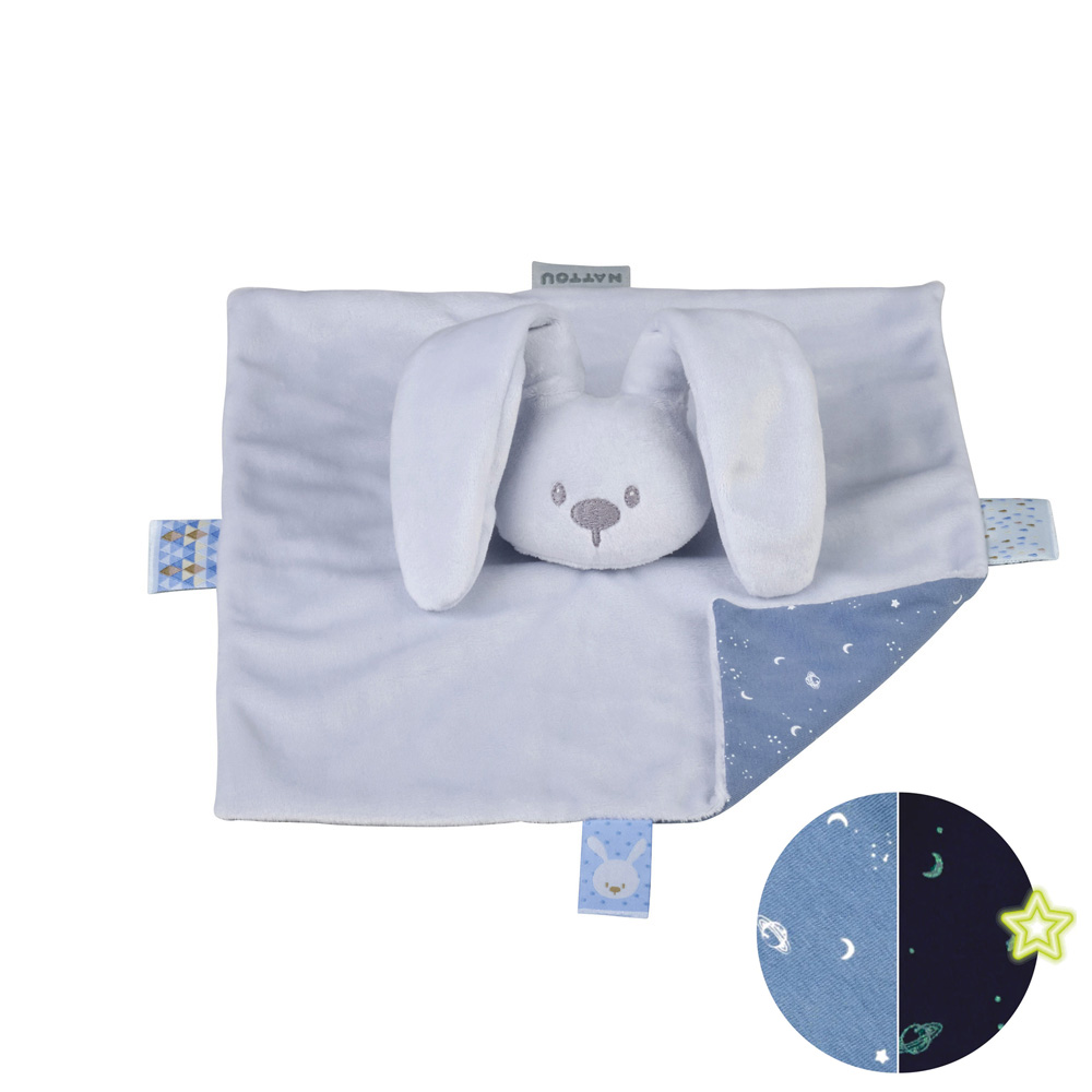 nattou_pluss_szundikendo_foszforeszkalo_lapidou_kek_875738_01 Nattou szundikendõ plüss foszforeszkáló Lapidou - Nyúl kék - Image 1