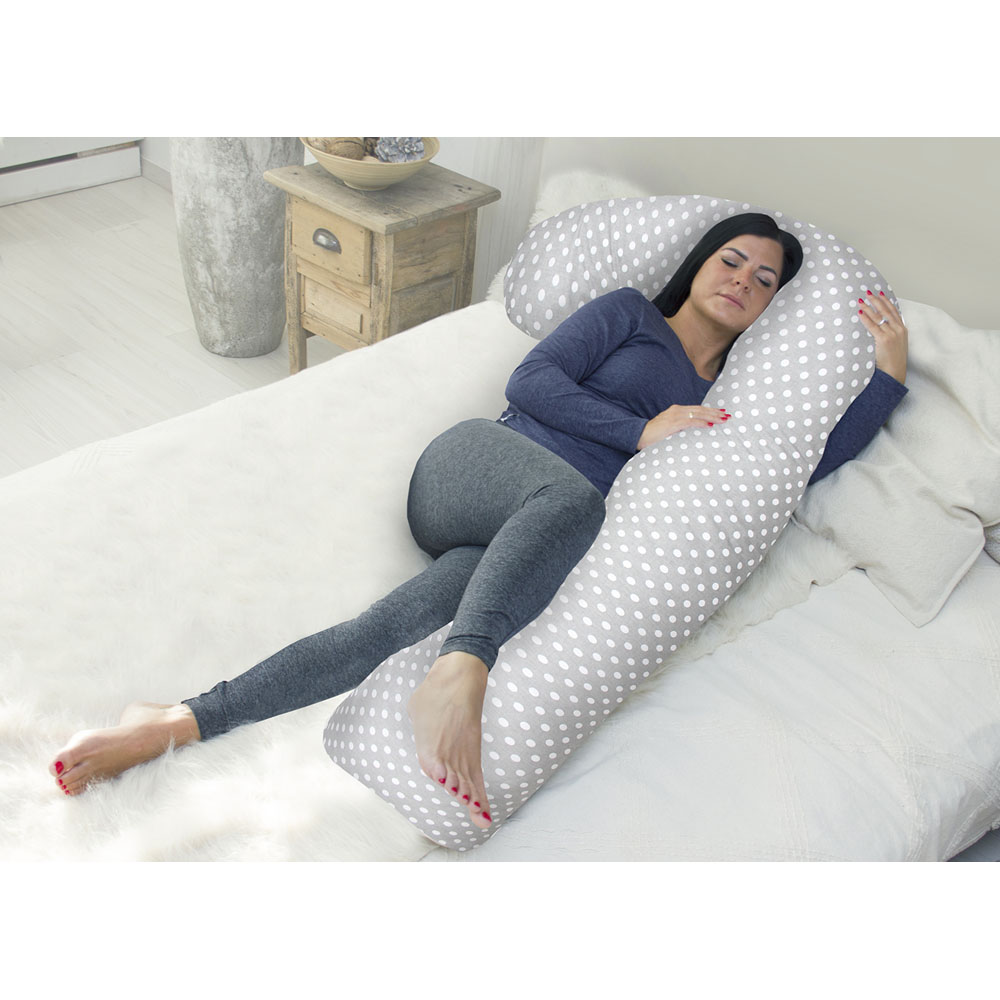 scamp_oleloparna_f_alaku_greydots_felp002_01 Scamp ölelõ párna F-alakú 75x135cm Grey Dots FELP002_75 - Image 1